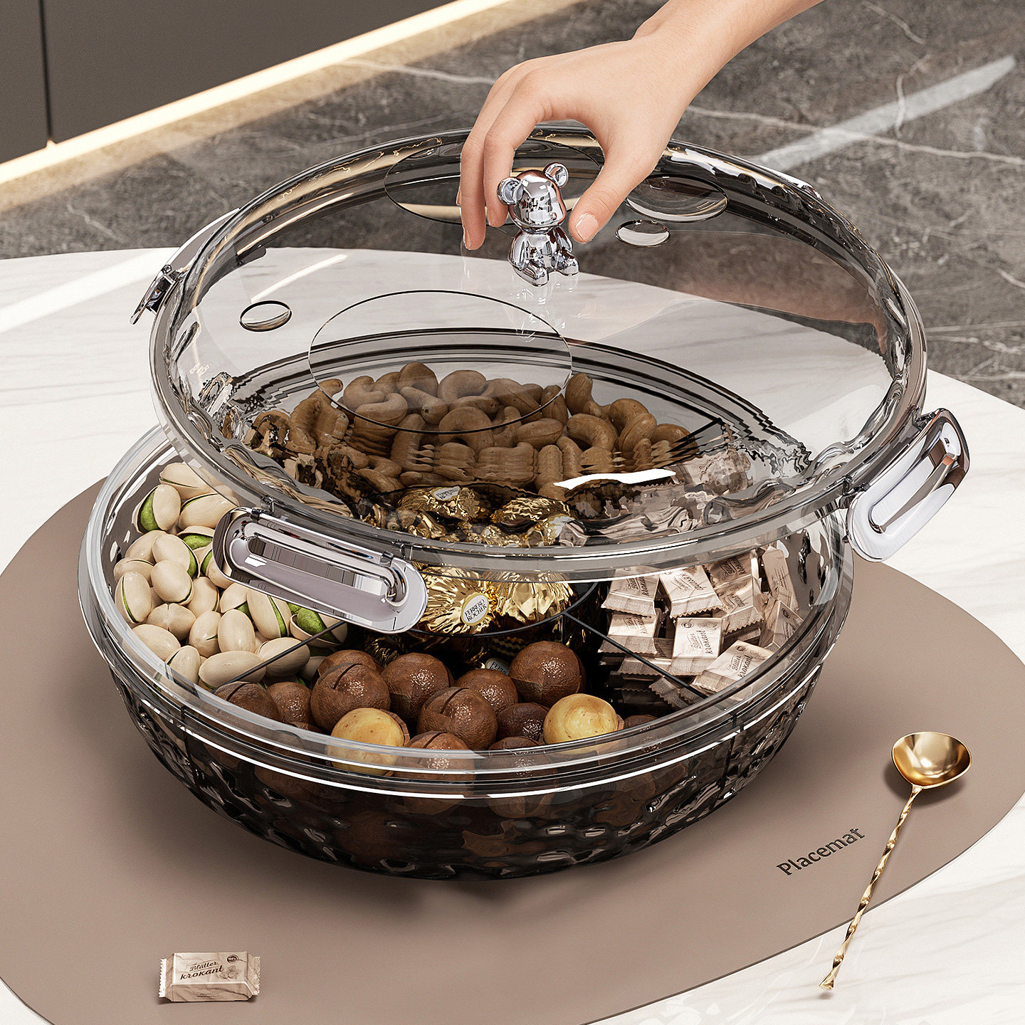 轻奢高档糖果盒家用客厅茶几零食干果收纳盒高颜值密封坚果瓜子盒