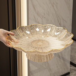 轻奢高脚水果盘客厅茶几家用零食干果摆放盘网红新款 高颜值糖果盘