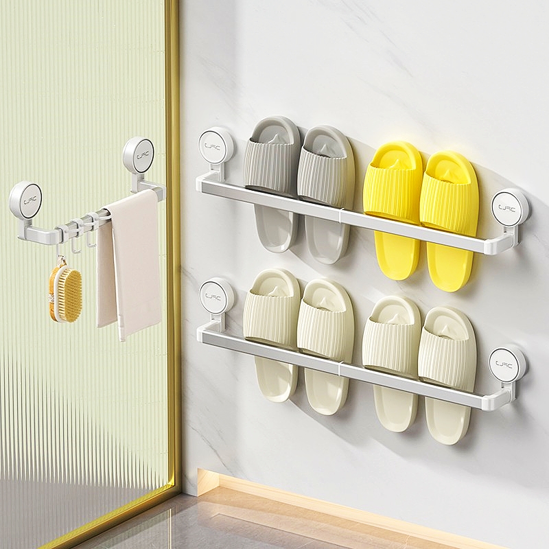 免打孔拖鞋架太空铝轻奢浴室专用
