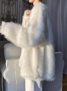 多色软糯毛绒绒针织打底衫男女同款秋冬季内搭大朗毛衣马海毛上衣