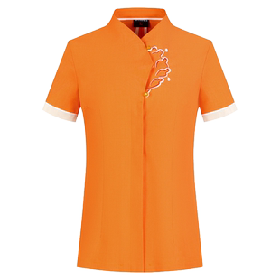 中式服务员工作服短袖酒店餐饮茶楼馆火锅店餐厅传菜生夏季套装男