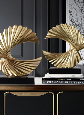 现代抽象财源滚滚电视酒柜客厅装饰摆件金色办公室饰品开业乔迁礼