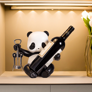 创意熊猫红酒架摆件家居客厅酒柜电视柜装饰品轻奢餐边柜酒托摆设
