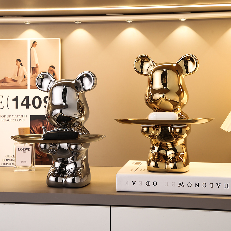 暴力熊入户玄关钥匙收纳托盘摆件桌面酒柜电视柜装饰品乔迁礼物