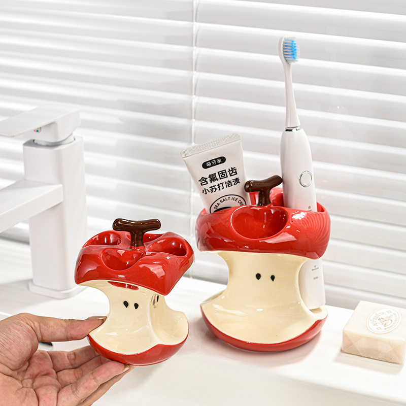 创意苹果陶瓷牙刷架卫生间洗漱手动牙刷收纳架牙刷底座支架置物架,家庭/个人清洁工具,牙刷架/牙具座,淘宝优惠券,粉丝福利购,淘宝优惠卷