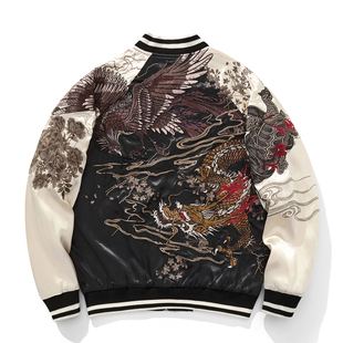 Sukajan新横须贺重工刺绣国潮中国风夹克外套龙虎朱雀棒球服上衣