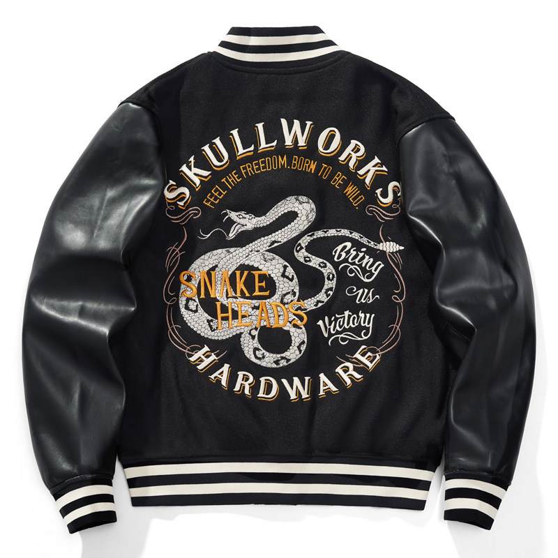 ARMED FRONT EMBROIDERED JACKET BASEBALL UNIFORM BASEBALL COLLAR MENS BAD BLOOD HIGH SCHOOL OGURI SKULL JACKET