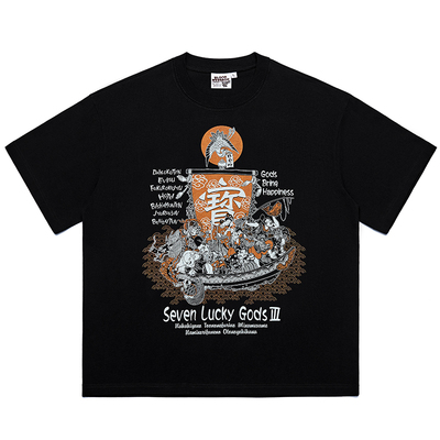 2024夏季道乐潮牌短袖T恤日系个性男装浮世绘和风透气印花宽松ins