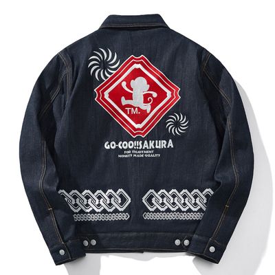 悟空本铺牛仔服潮牌加棉加厚个性小众设计师猴子刺绣秋冬2024