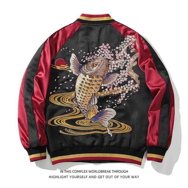 sukajan刺绣夹克棒球服中国风
