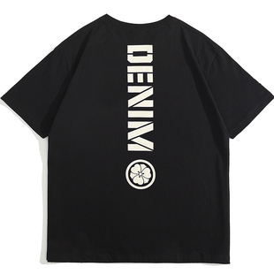 简约休闲纯棉圆领男女情侣 DENIM鬼丹宁日系个性 潮牌短袖 T恤ONI