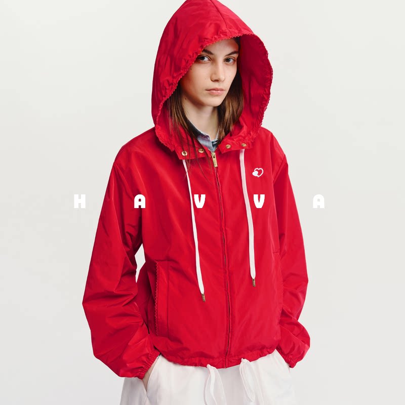 HAVVA设计感连帽抽绳外套日常穿搭舒适女士外套2026春季W3-4240 - havva旗舰店出品