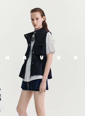 HAVVA抽绳收腰立领马夹开衫日常穿搭女士上衣外套2026秋季J3-4872