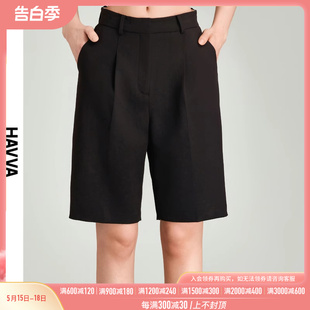 子五分裤 K99350 休闲短裤 HAVVA2024夏季 女宽松裤 裤 新款 直筒西装