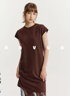 HAVVA直筒中长款T恤连衣裙