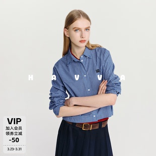 格纹衬衫 短款 上衣2026春季 4655 宽松慵懒感女士开衫 HAVVA经典