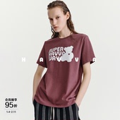 HAVVA减龄印花圆领半袖 T恤精梳长绒棉女士上衣2026春夏季 0250