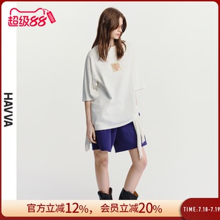 HAVVA休閑寬松短袖 2025夏季 1474 T恤舒適精梳長絨棉女士半袖
