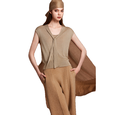 HAVVA设计感绑带V领短袖针织衫不规则无袖假两件上衣2026夏M51202