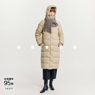 HAVVA超好看中长款高充绒量羽绒服高蓬松连帽外套2025冬Y3-2626