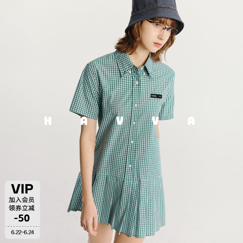 HAVVA女士短袖百褶连衣裙
