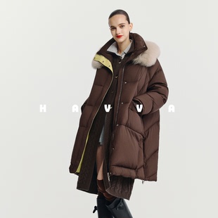 HAVVA高充绒量加厚保暖羽绒服带毛领宽松女士外套2025冬季Y3-2542