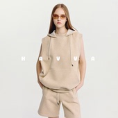 HAVVA宽松直筒连帽无袖 卫衣坎肩女士叠穿马夹上衣2026春夏V3 6326