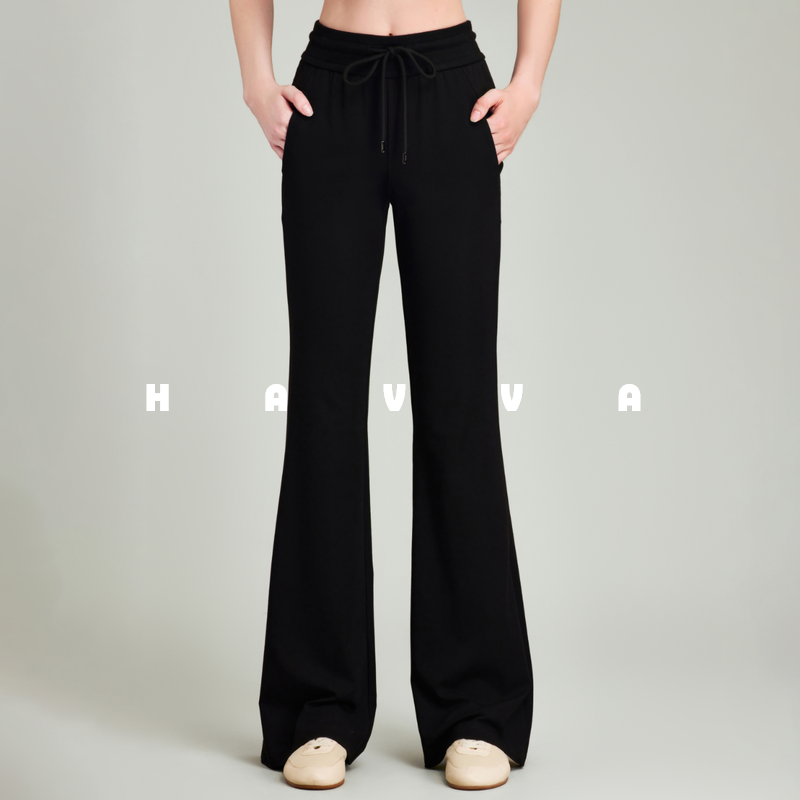 HAVVA设计感微喇叭休闲裤舒适好穿女士马蹄卫裤2025秋冬KX3-2989