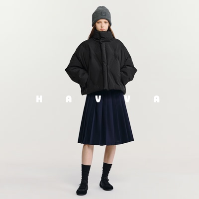 HAVVA高蓬松度保暖高领羽绒服短款女士开衫上衣2025冬季Y3-2501