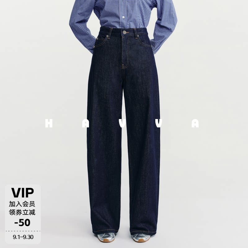 HAVVA高级感宽松阔腿牛仔裤图片