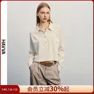 HAVVApolo领套头卫衣女时尚 上衣2025秋季 短款 0170 宽松长袖