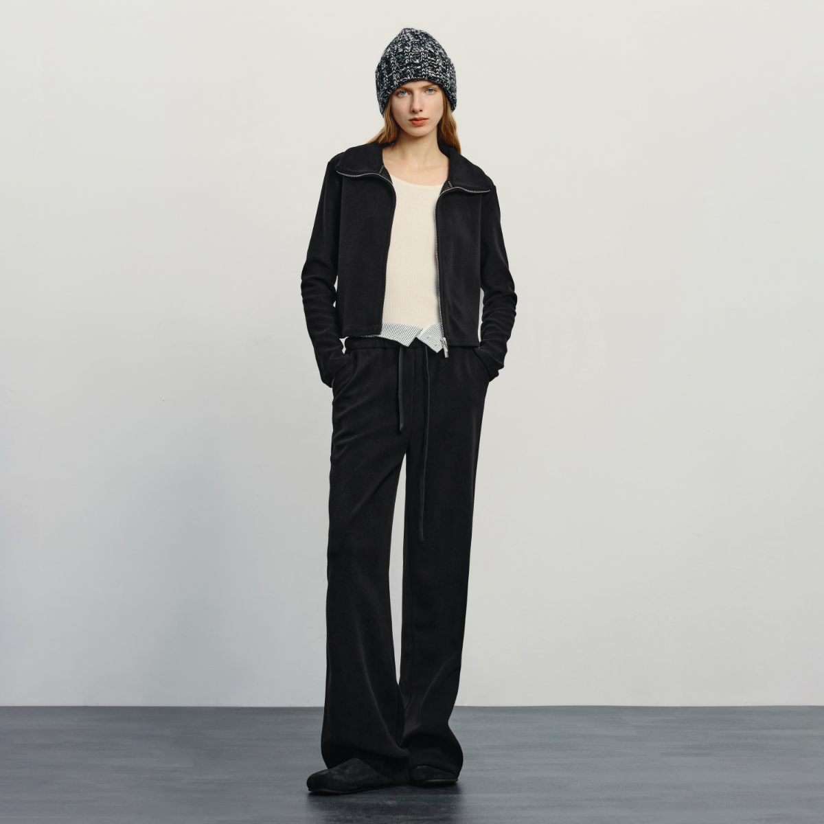 HAVVA休闲高领卫衣外套阔腿长裤套装女加厚两件套2025秋冬Z3-3350