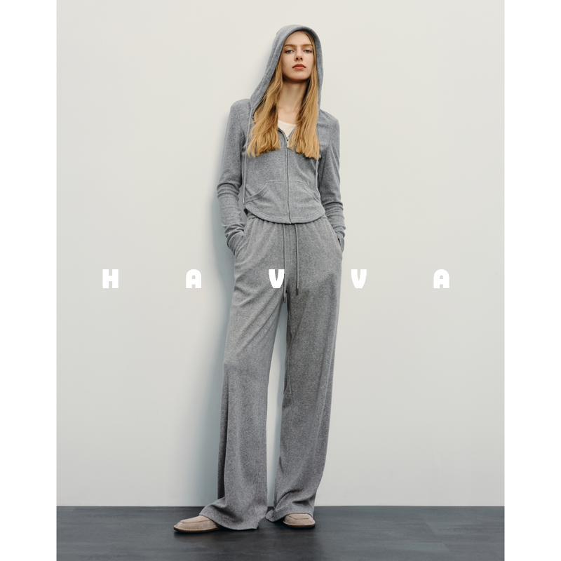 HAVVA修身卫衣卫裤显瘦运动休闲套装女士两件套2025秋冬Z3-20100