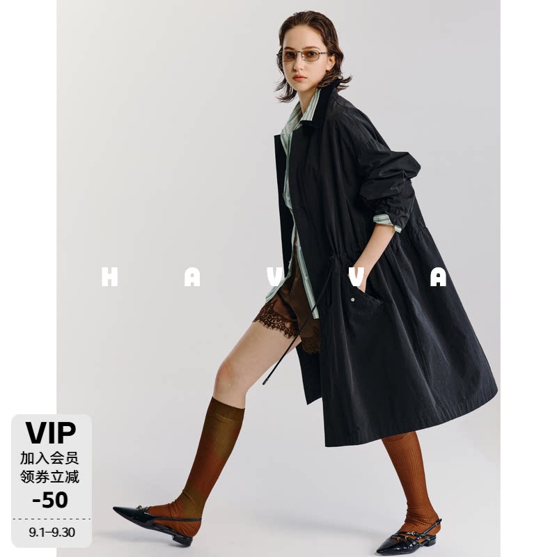 HAVVA可调节抽绳风衣外套图片