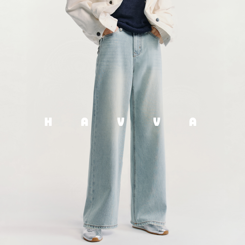 HAVVA遮胯显瘦直筒牛仔裤修饰腿型易搭女士裤子2026春季KN3-5698,女装/女士精品,牛仔裤,淘宝优惠券,粉丝福利购,淘宝优惠卷