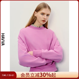 女士上衣2025秋V3 HAVVA设计感圆领套头卫衣女宽松ins潮长袖 0579