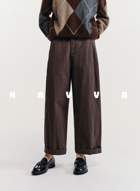 HAVVA宽松微弯刀休闲裤女遮肉显瘦阔腿通勤裤装2026春季KX3-5607