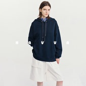 HAVVA休闲慵懒感连帽加绒加厚卫衣保暖舒适女上衣2026春季 4774