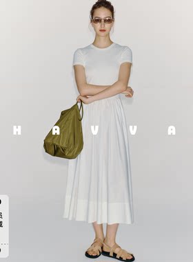 HAVV假两件大摆中长款连衣裙