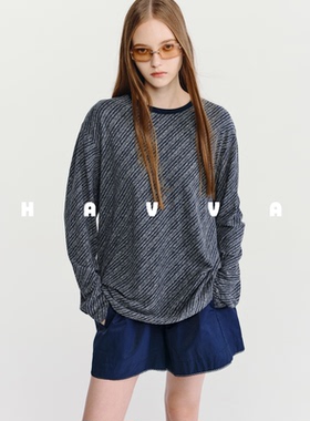HAVVA松弛慵懒感长袖T恤舒适棉润质感女士上衣2026春季T3-5329