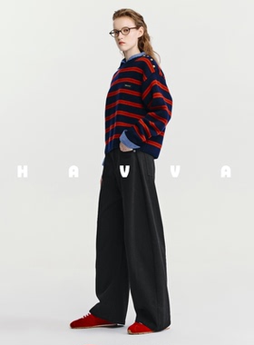 HAVVA松弛感直筒休闲裤遮胯显瘦慵懒阔腿女裤子2026春季KX3-3915