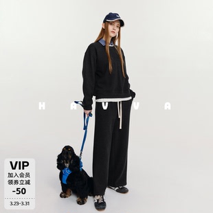 2026春Z3 两件套女士套装 3345 直筒卫裤 HAVVA假两件加绒加厚卫衣