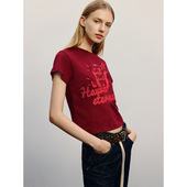 HAVVA印花圆领短袖 2026夏季 长绒棉女士半袖 11610 T恤正肩修身