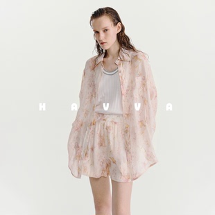 短款 女士通勤穿搭两件套2025夏季 套装 3320 长袖 HAVVA松弛感衬衫