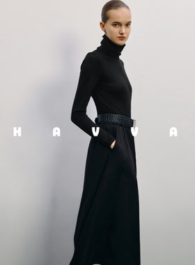 HAVVA强推打底王可堆领可翻领毛衣女士内搭针织衫2025秋季M85481