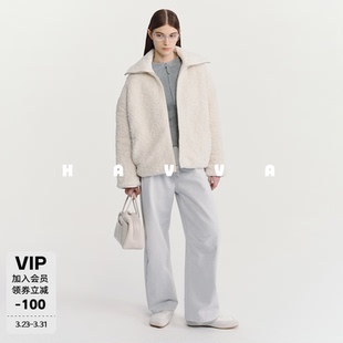 HAVVA设计感两面穿仿生皮草外套加厚保暖女开衫 4095 上衣2025冬P3