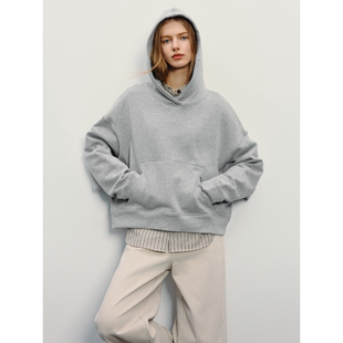 HAVVA好穿搭短款连帽卫衣减龄宽松女士长袖上衣2026春季V3-02330