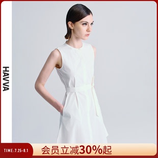 HAVVA无袖 Q2481 背心连衣裙带腰带A字短款 宽松女士裙子2025夏季