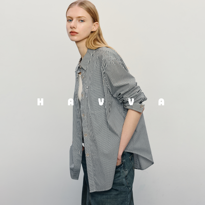 havva宽松欧美开扣长袖