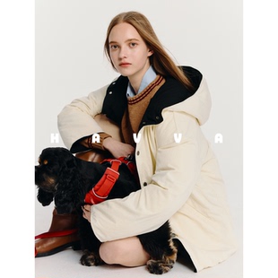HAVVA蓬松舒适保暖连帽羽绒服短款 25220 可两面穿女外套2025冬Y3